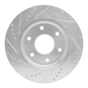 Infiniti QX56 Brake Rotor (1) - Front Right - R1 Concepts - Drilled & Slotted - Silver - `05-`07